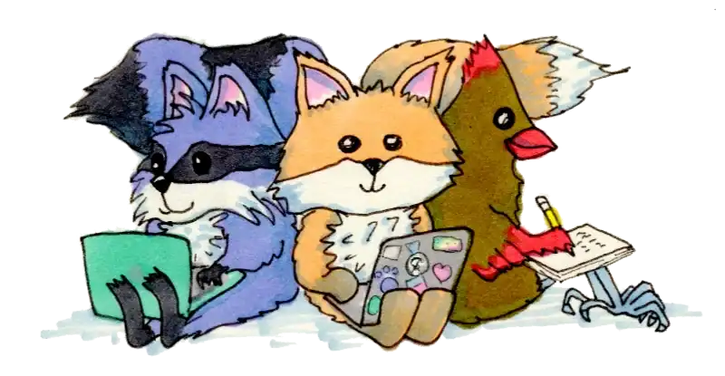 Cute animal characters participating in NaNoWriMo writing challenge.